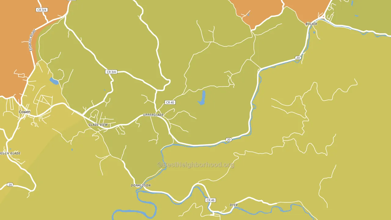 Upperglade, WV block-group voter-turnout map
