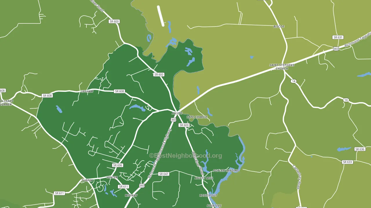 Upshaw, VA block-group voter-turnout map