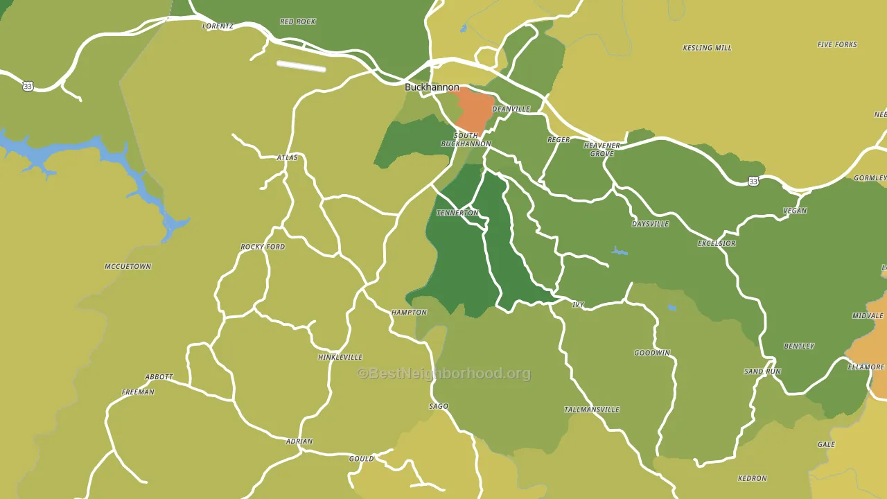 Upshur County, WV block-group voter-turnout map