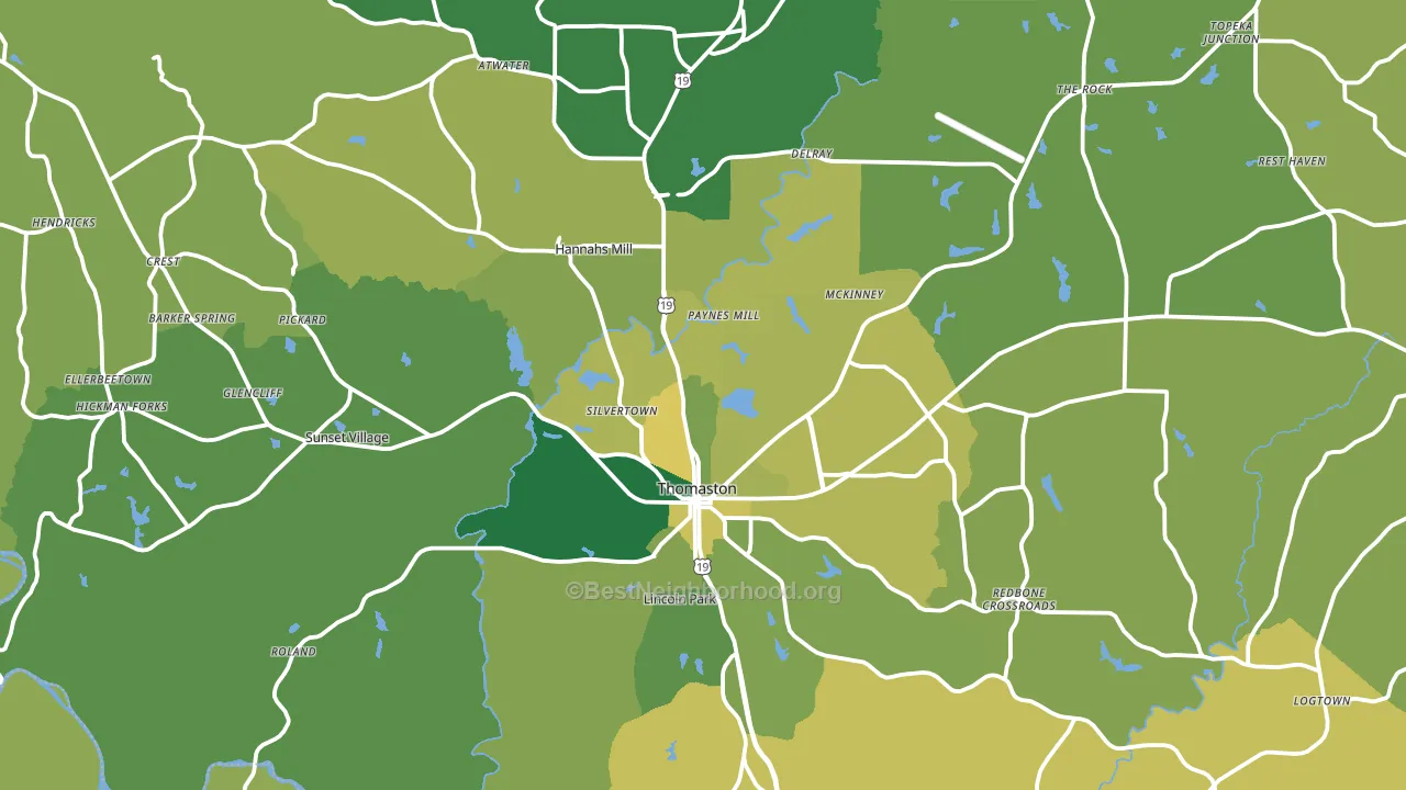 Upson County, GA block-group voter-turnout map