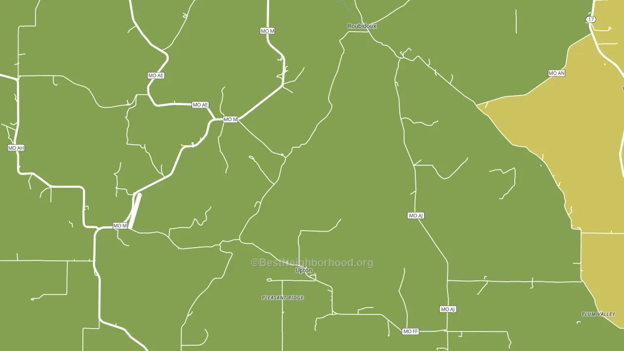 Upton, MO block-group voter-turnout map