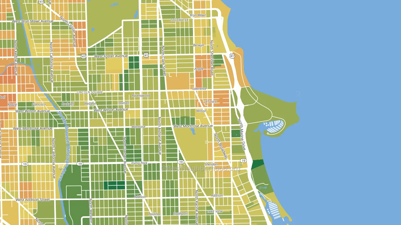 Uptown, Chicago, IL block-group voter-turnout map