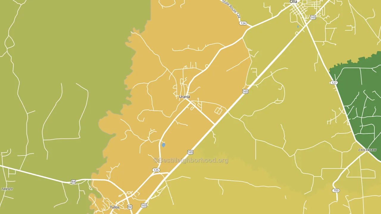 Urania, LA block-group voter-turnout map