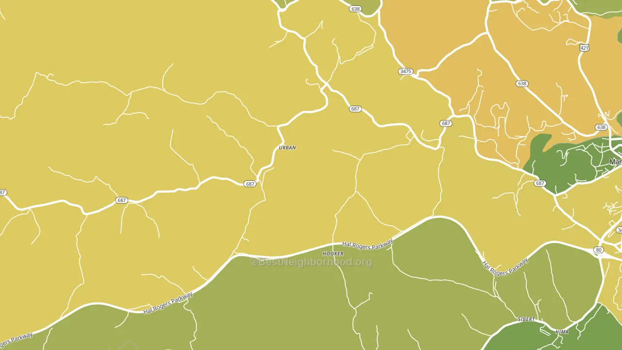 Urban, KY block-group voter-turnout map