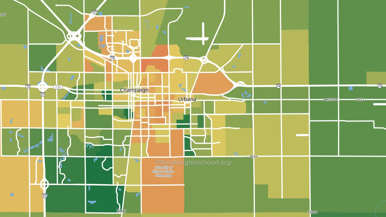 Urbana, IL block-group voter-turnout map