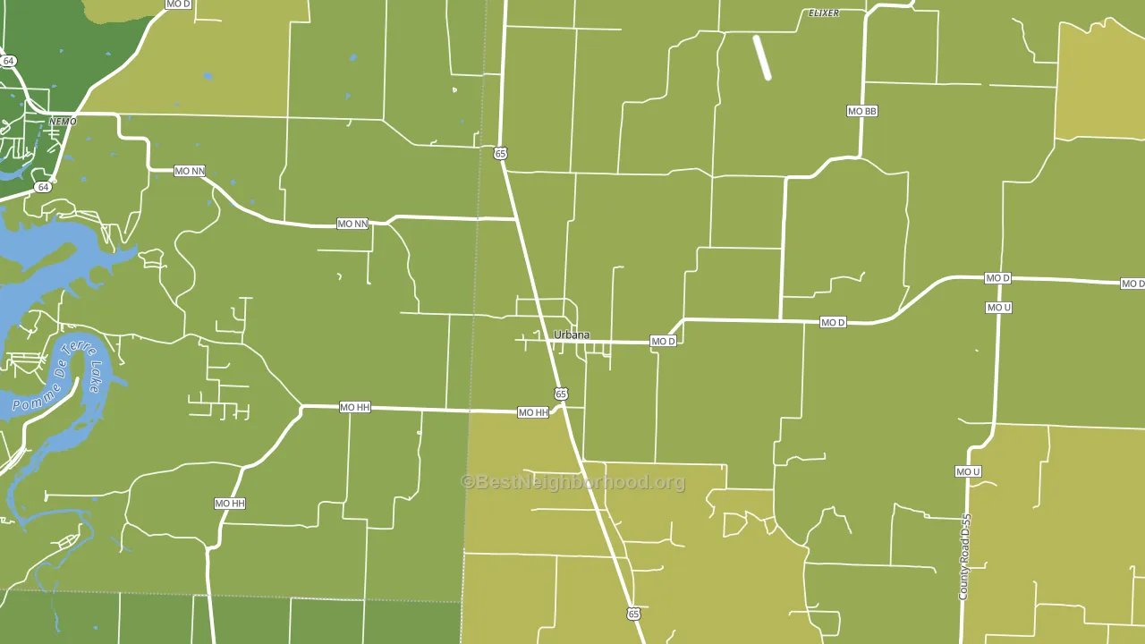 Urbana, MO block-group voter-turnout map