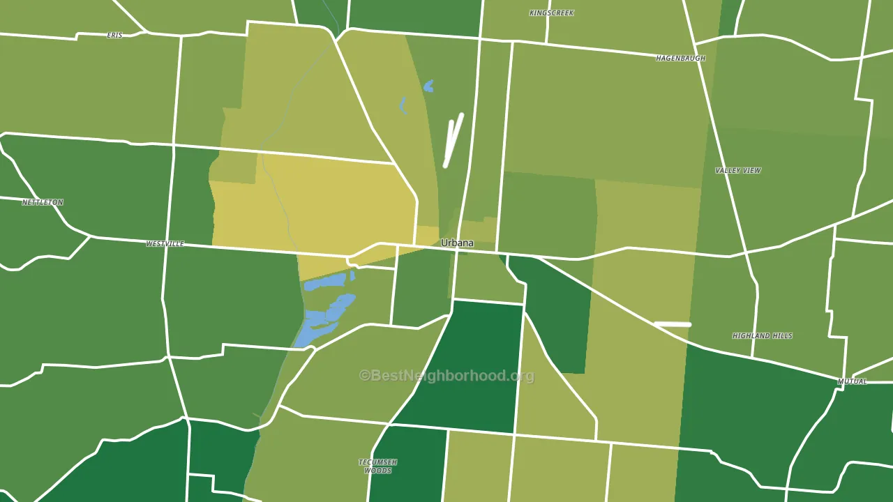 Urbana, OH block-group voter-turnout map