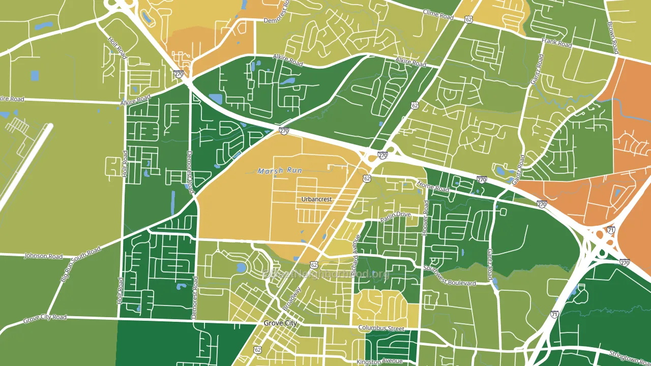 Urbancrest, OH block-group voter-turnout map