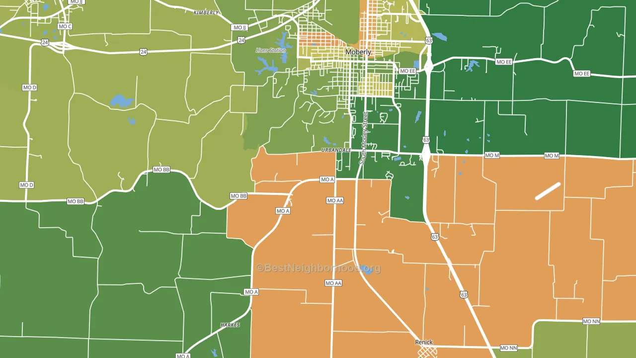 Urbandale, MO block-group voter-turnout map