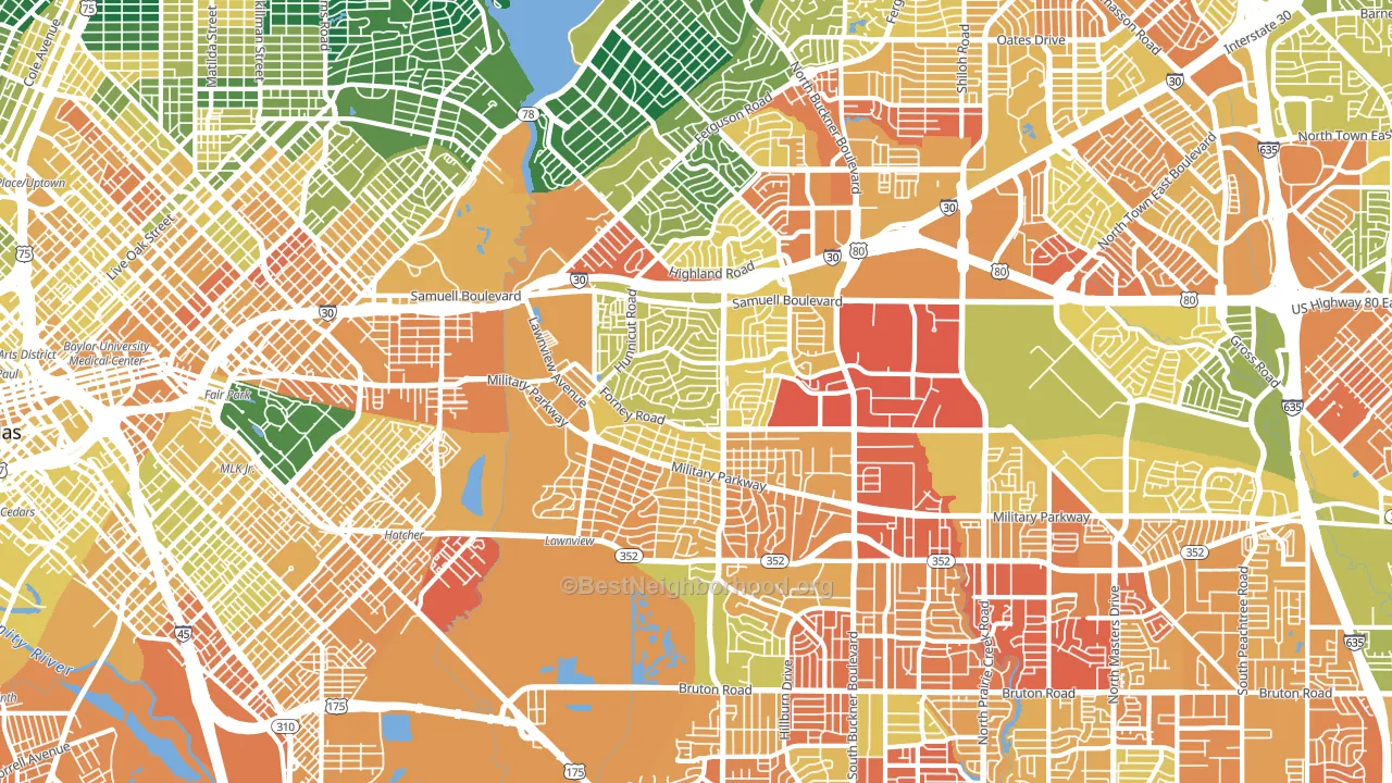 Urbandale-Parkdale, Dallas, TX block-group voter-turnout map
