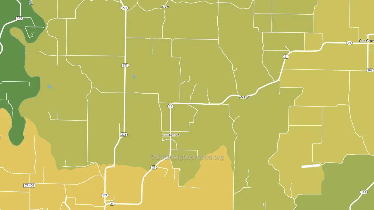 Urbanette, AR block-group voter-turnout map