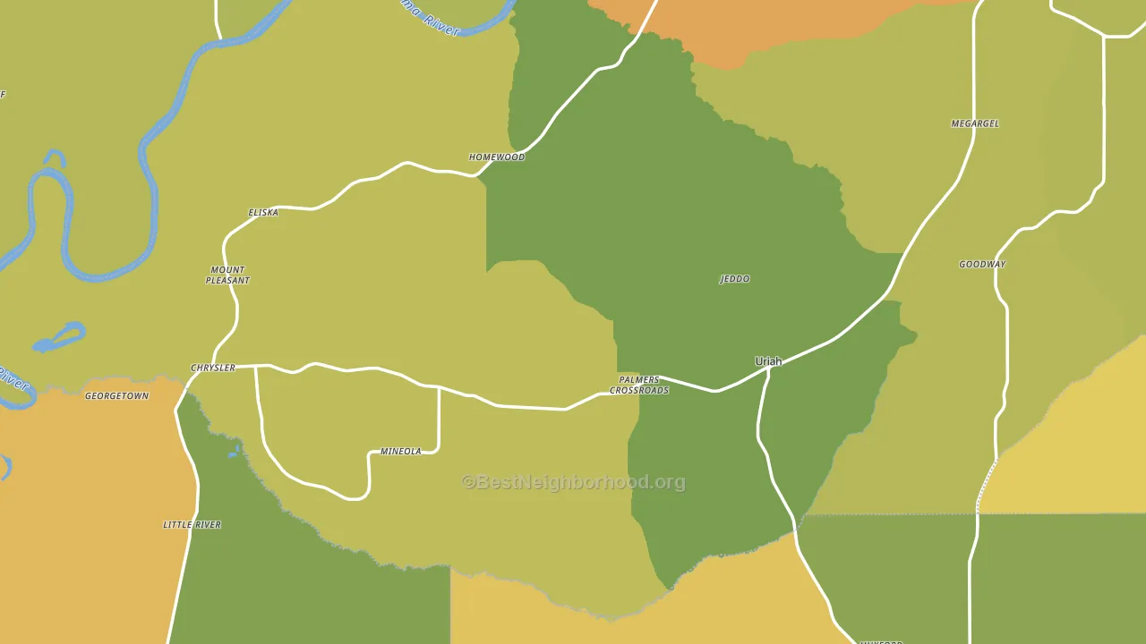Uriah, AL block-group voter-turnout map