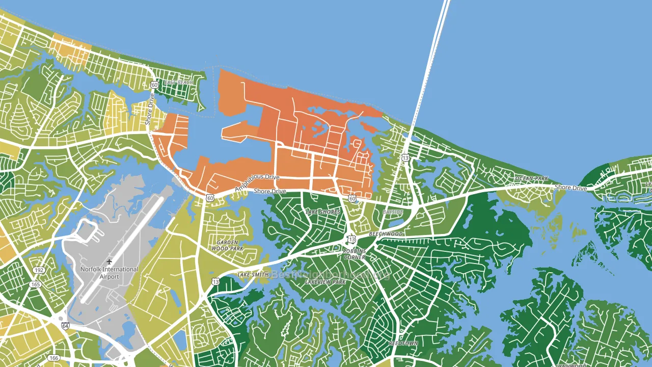 US Navy Little Creek Amphibious Base, Norfolk, VA block-group voter-turnout map