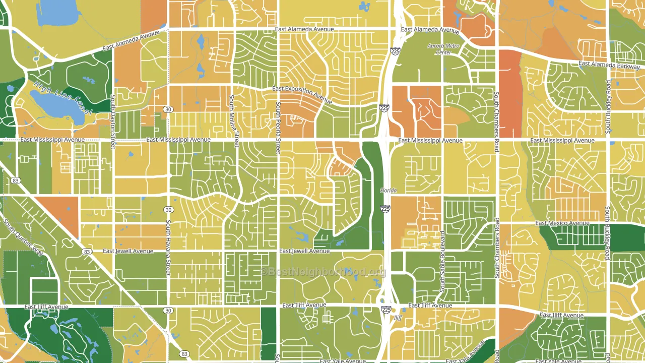 Utah Park, Aurora, CO block-group voter-turnout map