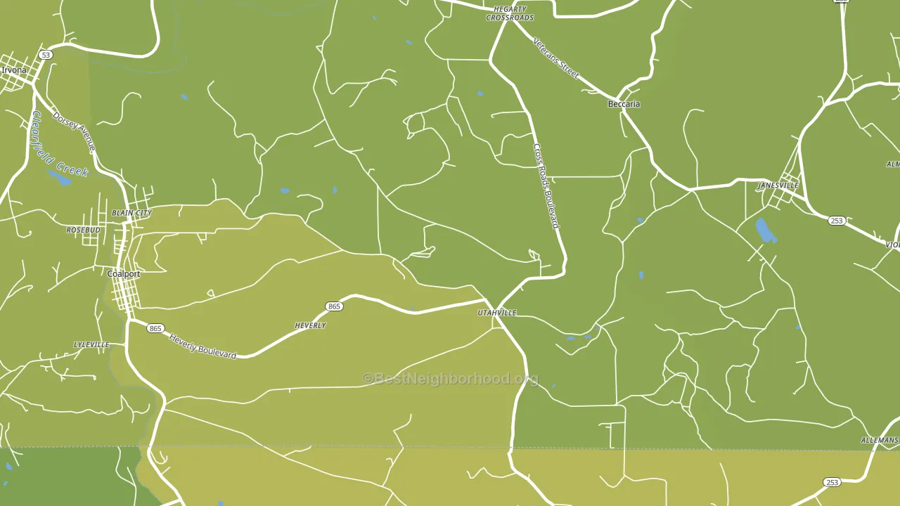 Utahville, PA block-group voter-turnout map