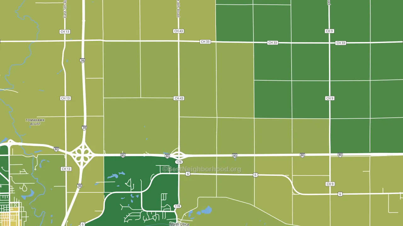 Utica, IL block-group voter-turnout map