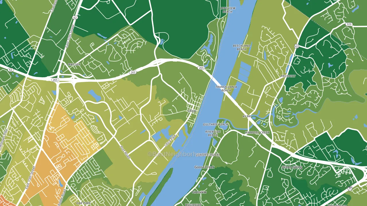 Utica, IN block-group voter-turnout map