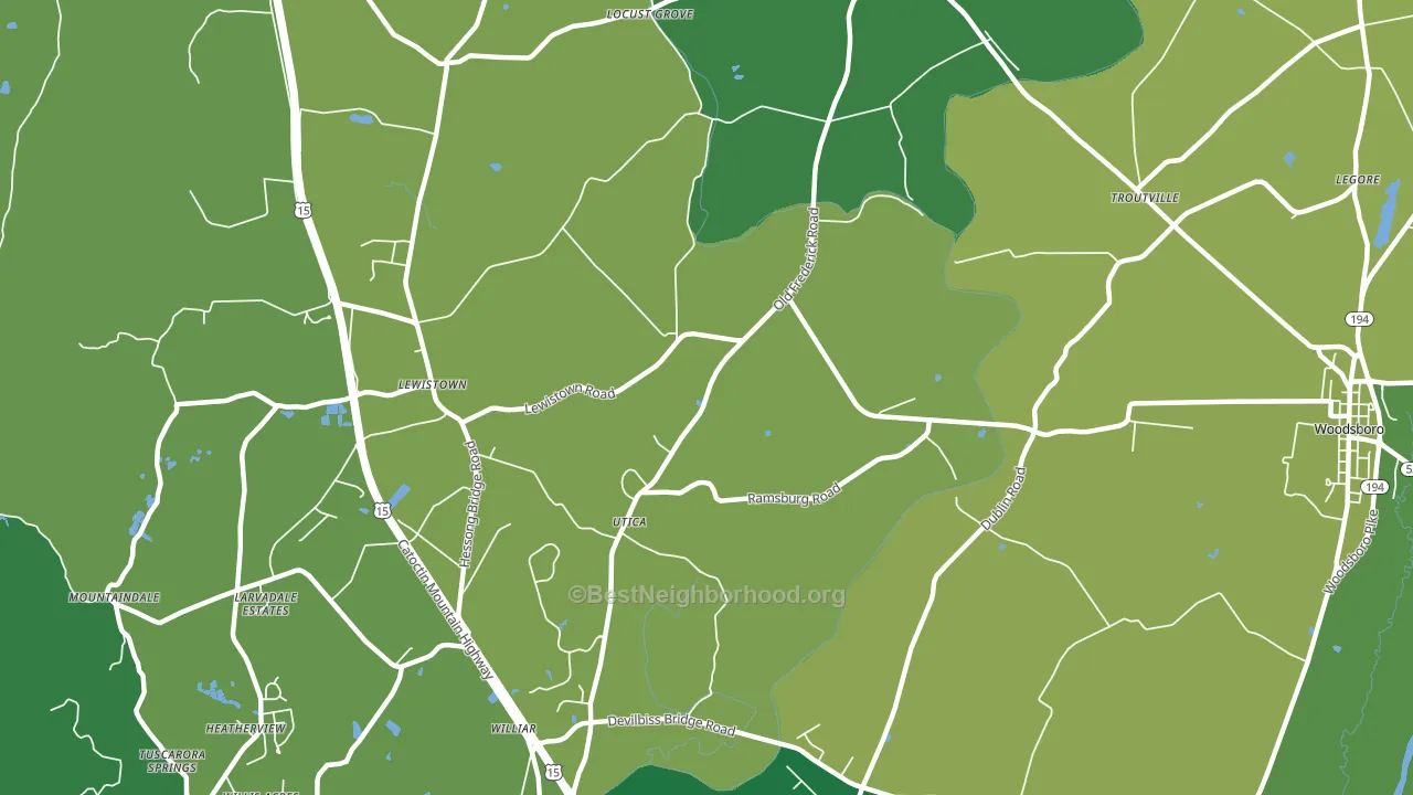 Utica, MD block-group voter-turnout map