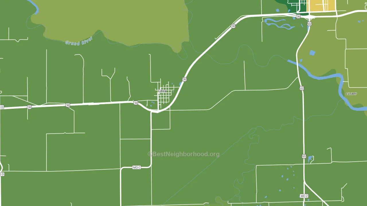 Utica, MO block-group voter-turnout map