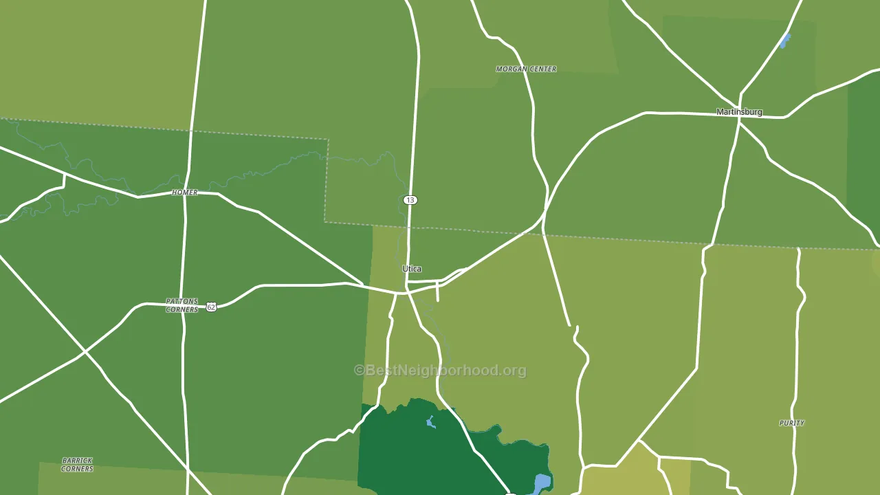 Utica, OH block-group voter-turnout map