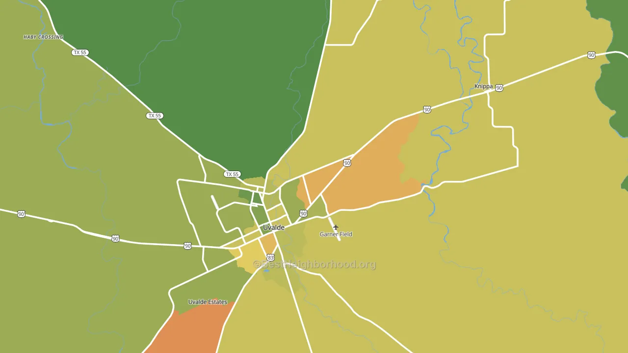 Uvalde County, TX block-group voter-turnout map