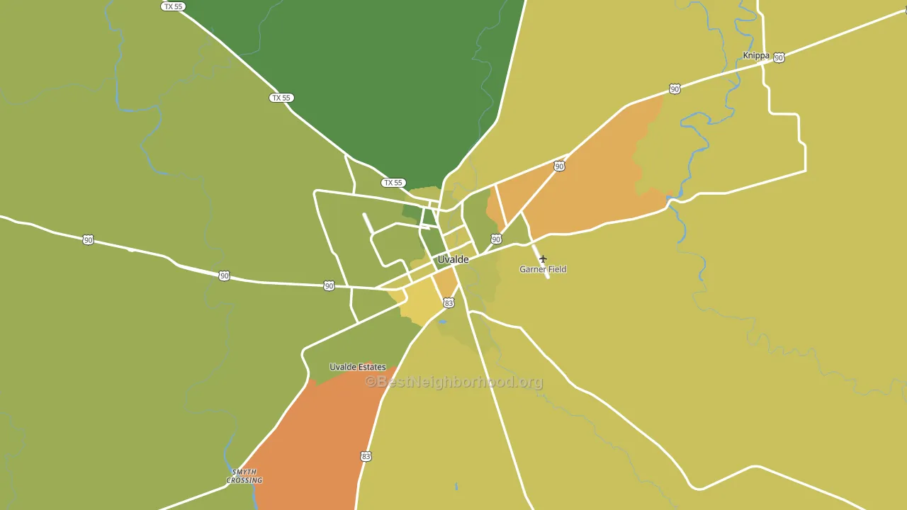 Uvalde, TX block-group voter-turnout map