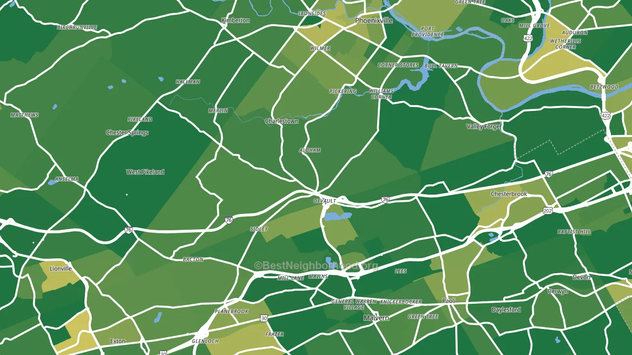 Uwchland, PA block-group voter-turnout map