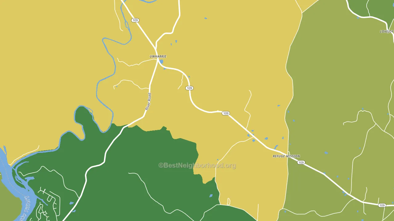 Uwharrie, NC block-group voter-turnout map