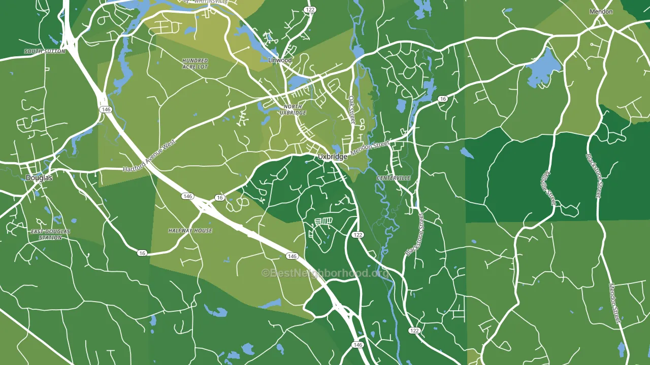 Uxbridge, MA block-group voter-turnout map