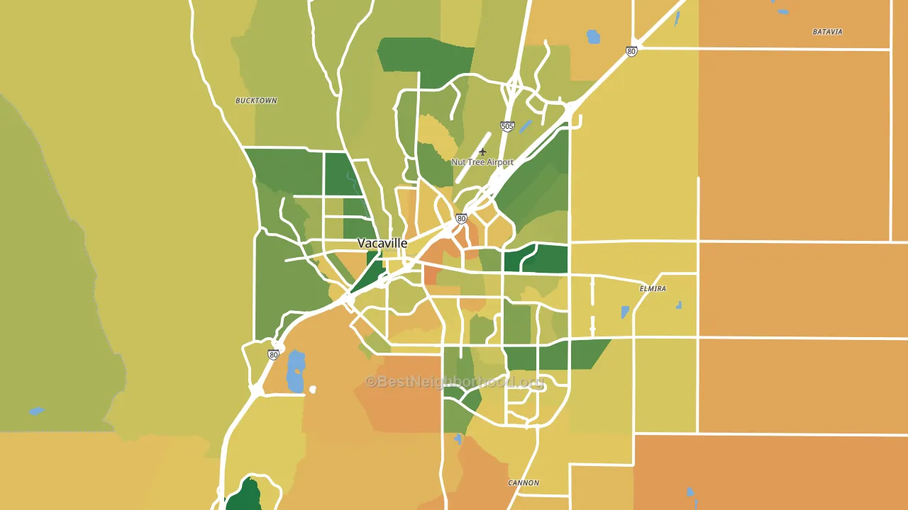 Vacaville, CA block-group voter-turnout map