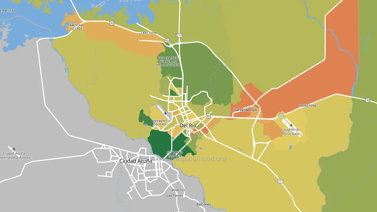 Val Verde County, TX block-group voter-turnout map