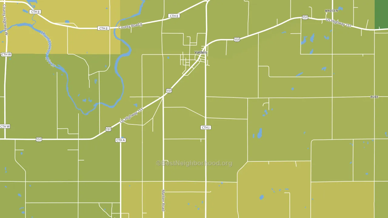 Valders, WI block-group voter-turnout map