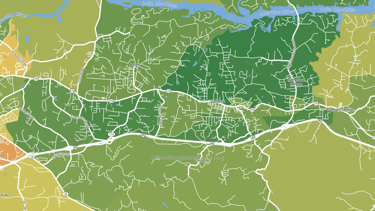 Valdese, NC block-group voter-turnout map