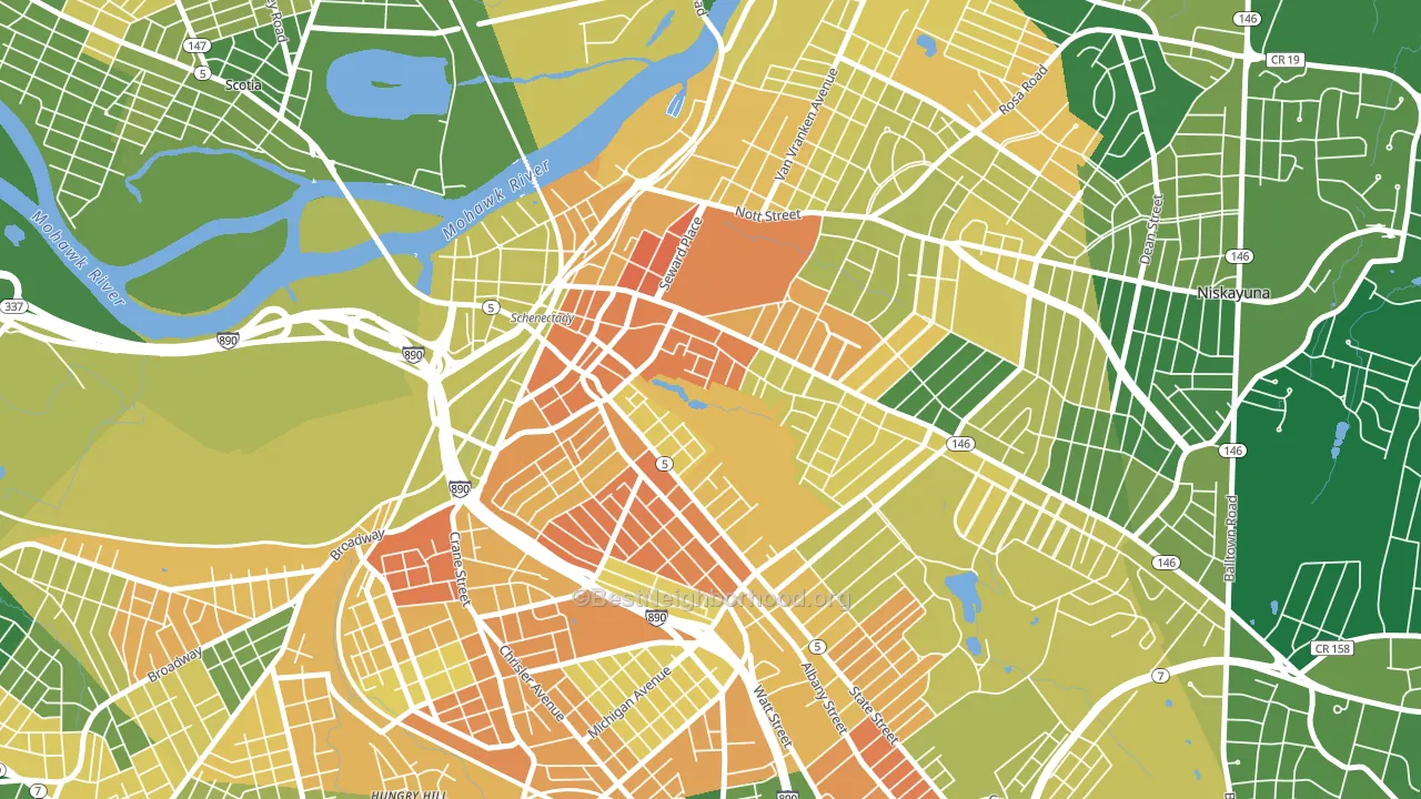 Vale and Eastern Avenue, Schenectady, NY block-group voter-turnout map