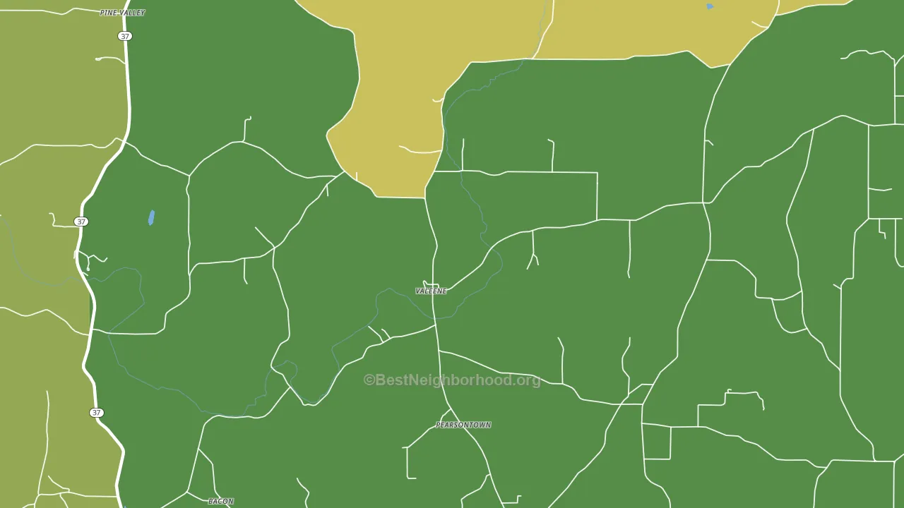 Valeene, IN block-group voter-turnout map