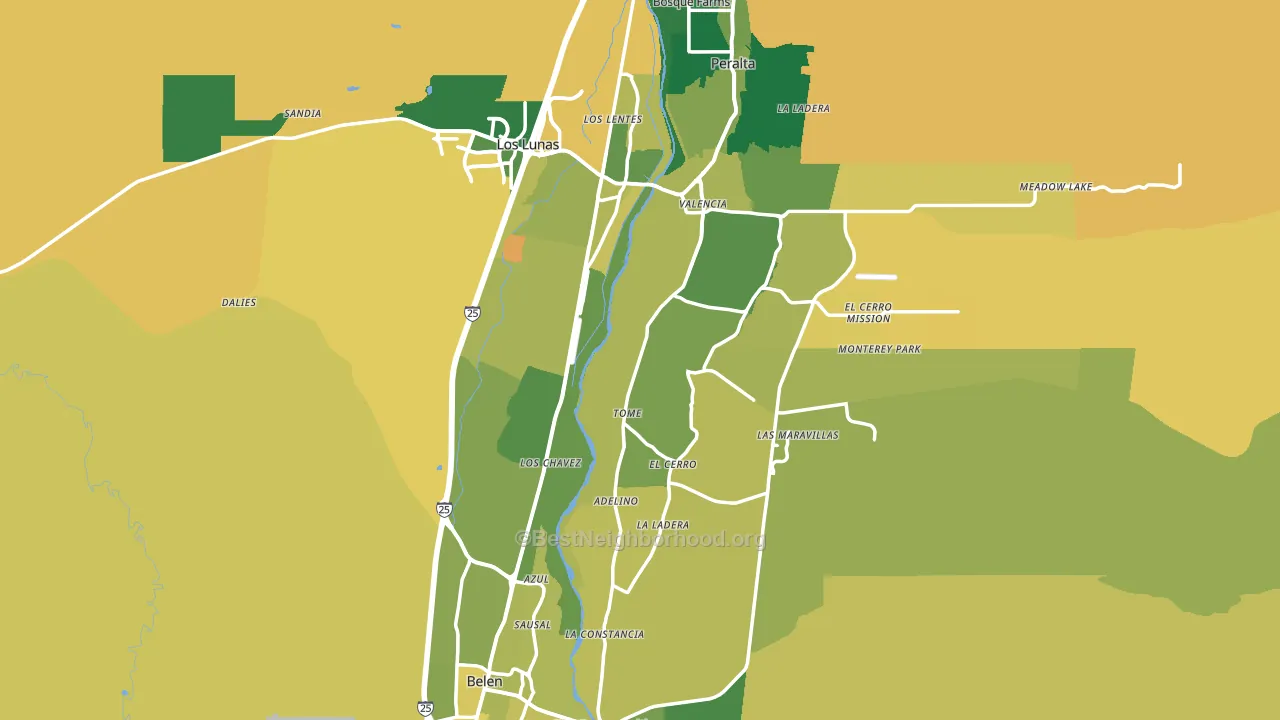 Valencia County, NM block-group voter-turnout map