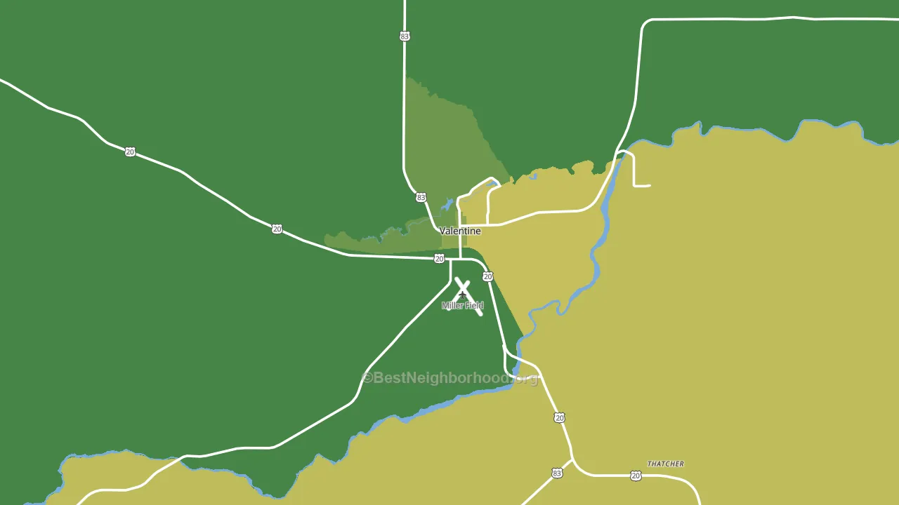 Valentine, NE block-group voter-turnout map