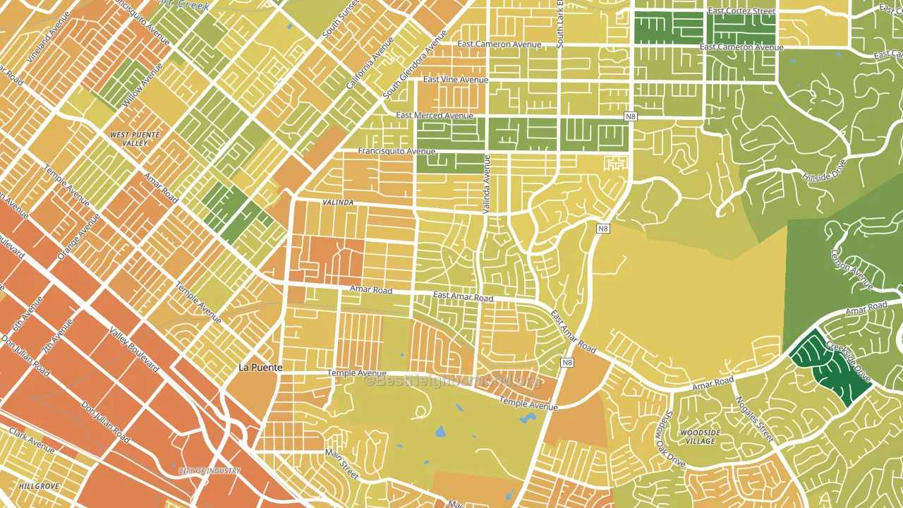 Valinda, CA block-group voter-turnout map