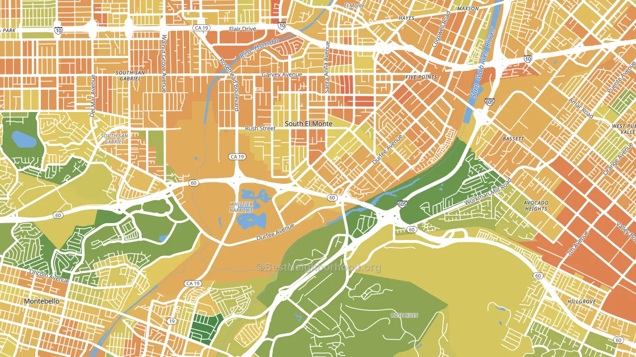 Valle Lindo, South El Monte, CA block-group voter-turnout map