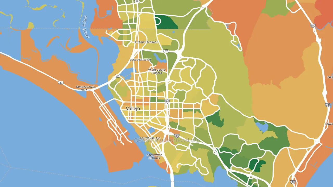 Vallejo, CA block-group voter-turnout map
