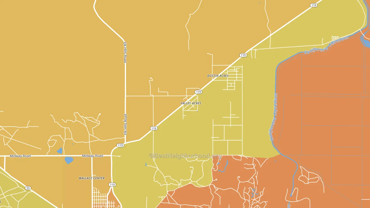 Valley Acres, CA block-group voter-turnout map