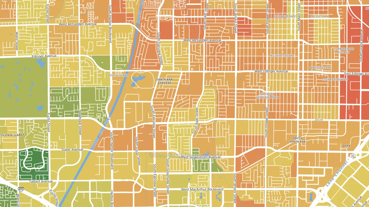 Valley Adams, Santa Ana, CA block-group voter-turnout map