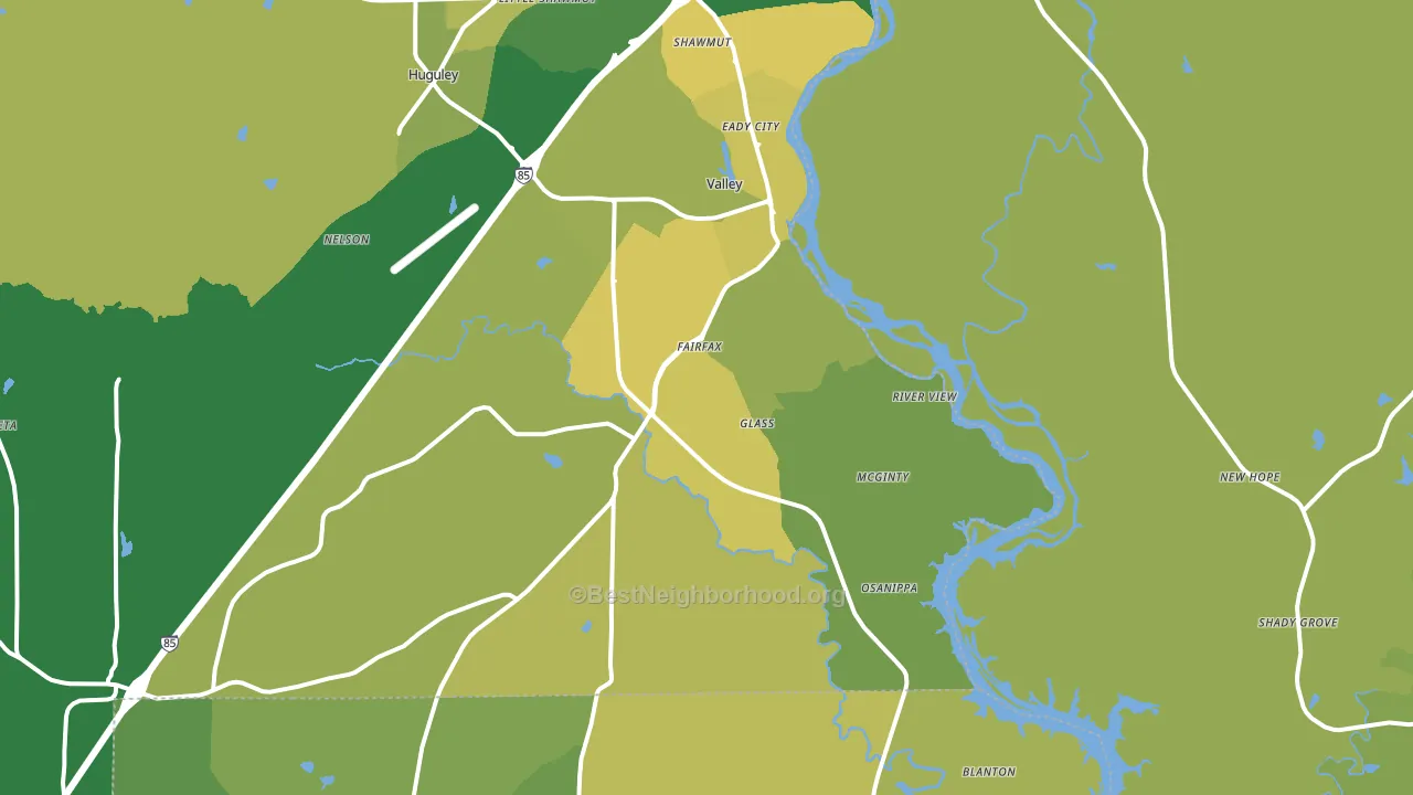 Valley, AL block-group voter-turnout map