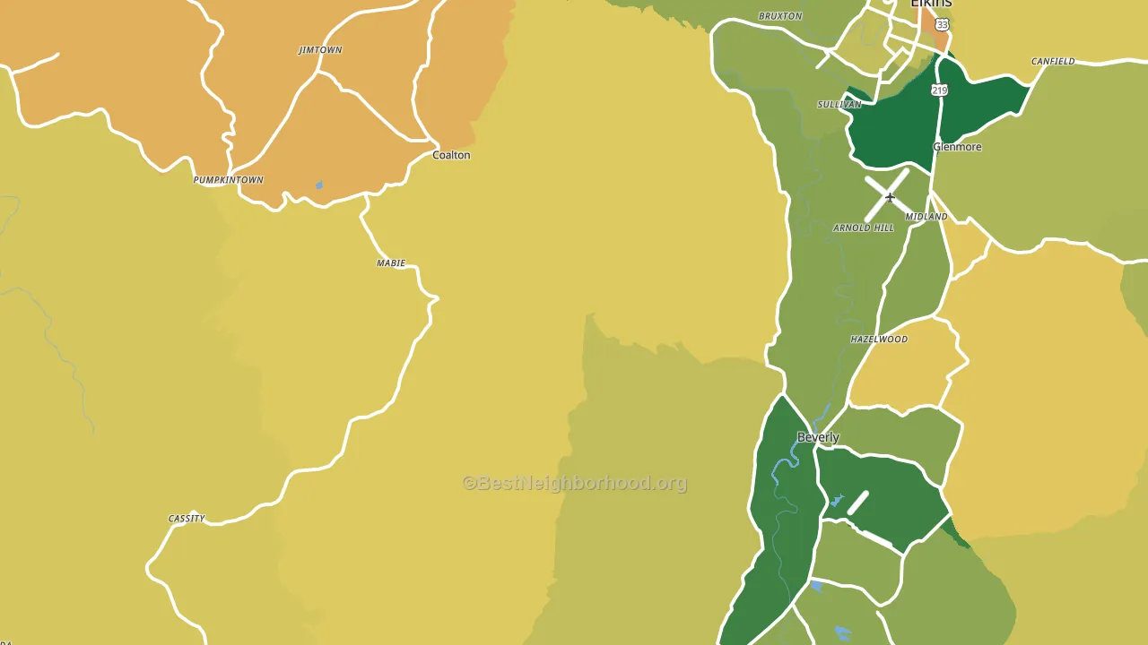 Valley Bend, WV block-group voter-turnout map