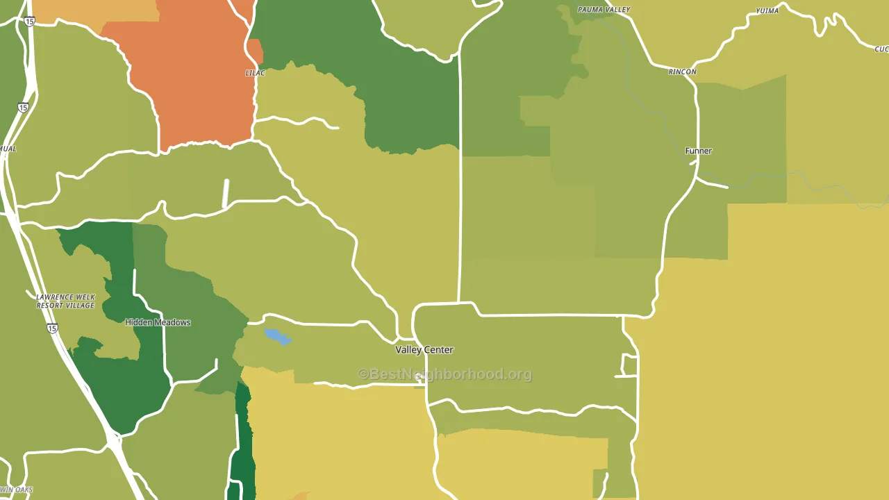 Valley Center, CA block-group voter-turnout map