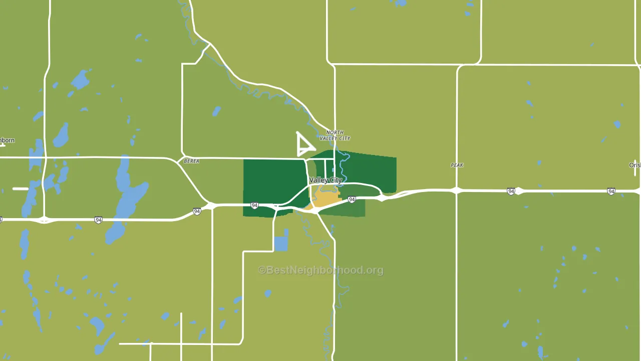 Valley City, ND block-group voter-turnout map