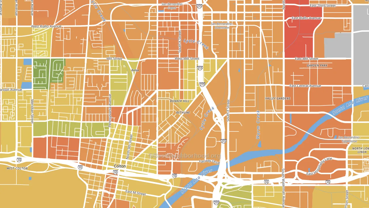 Valley College, San Bernardino, CA block-group voter-turnout map