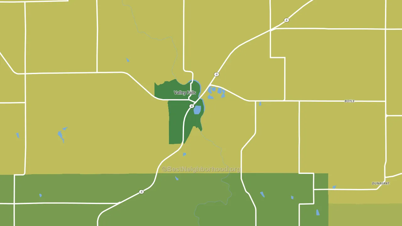 Valley Falls, KS block-group voter-turnout map