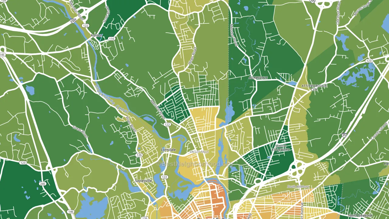 Valley Falls, RI block-group voter-turnout map