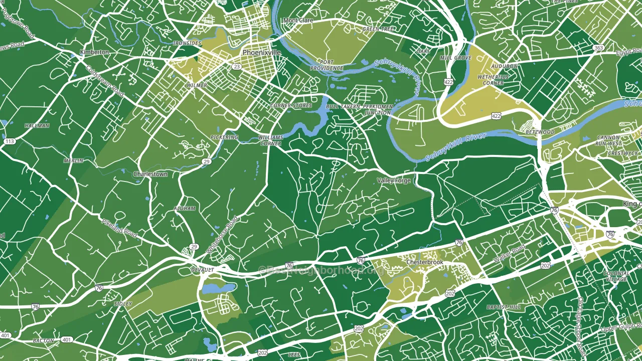 Valley Forge, PA block-group voter-turnout map